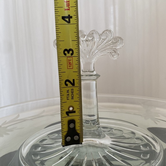 Vintage Elegant Clear Glass Sandwichs/Deserts Stand Etched Floral Design! - Picture 8 of 10